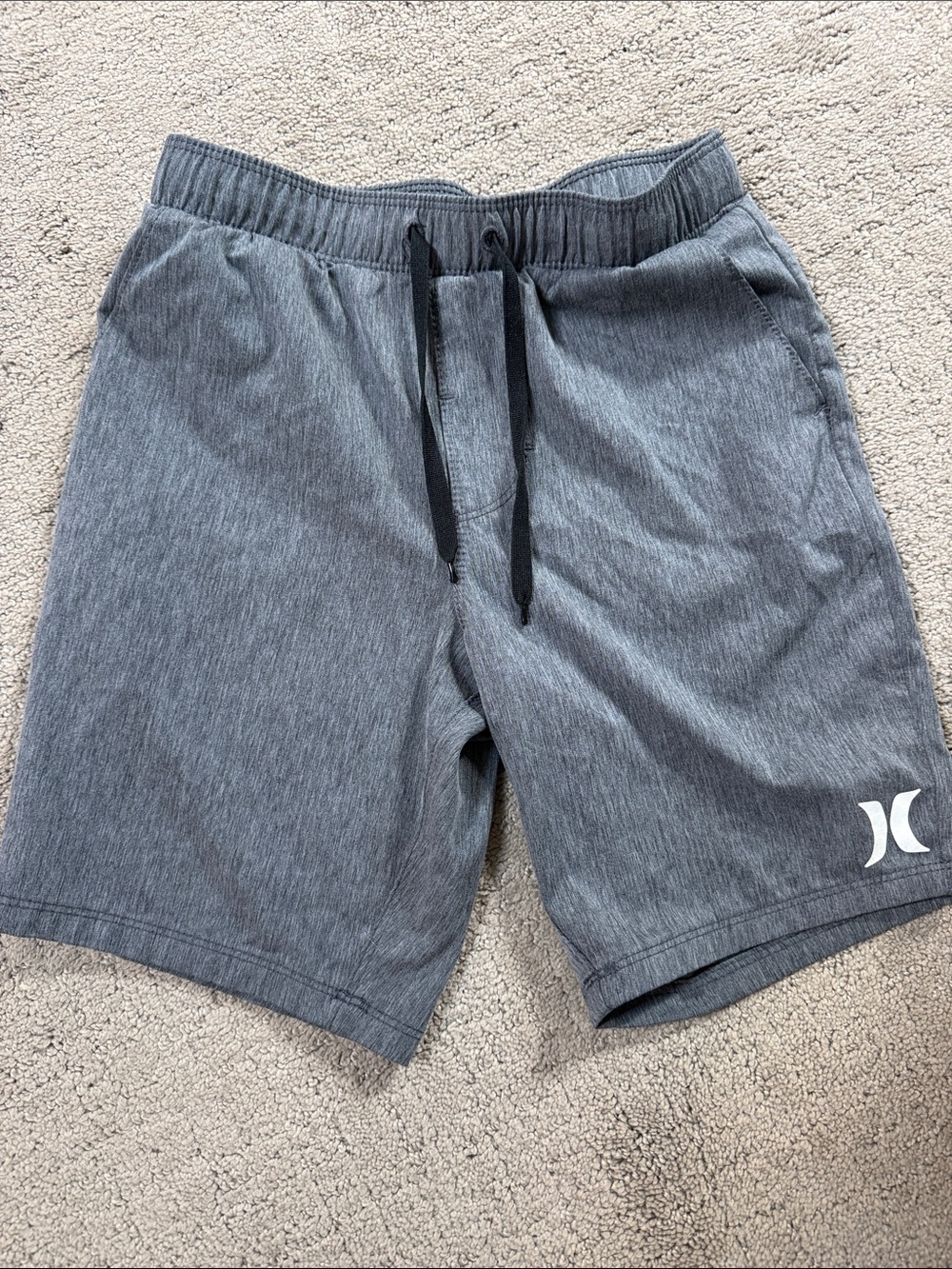Hurley Boys Heather Gray Athletic Drawstring Shorts